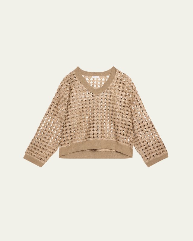 Sequined Cotton Jute Sweater with Bandeau
